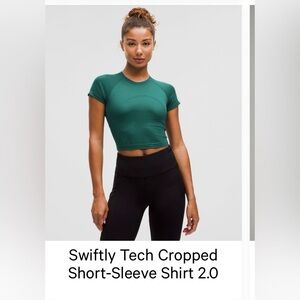Lululemon Swiftly Tech Cropped Short-Sleeve Top — Green